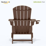nevilywood Folding Adirondack Chairs Set of 4, HDPE Cup Holders, Coffee