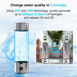 Hydrogen Water Generator Bottles, Hydrogenated Water Bottle with SPE PEM Technology, 460ml(16OZ) Hydrogen Water Bottle Generator for Home, Office, and Travel-Certified H2 Generator-Gift Box