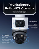 eufy Security eufyCam S4 4-Cam Kit with Video Doorbell E340, 4K Solar Camera Wireless Outdoor, 3-Lens PTZ Cam, 360° View, Whole-Home Coverage, AI Recognition, 8X Zoom, No Monthly Fee, Local Storage