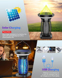 Solar Bug Zapper Outdoor Waterproof, Portable & Rechargeable Bug Zapper with Panel Sensor & LED Night Light Mosquitoes Zapper, Electric Fly Zapper for Home, Patio, Backyard, Camping
