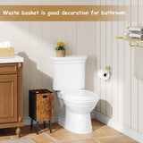 Office Garbage Can, Iron and Wood Office Trash Can with Legs, 4.5 Gallon Rectangular Design Wastebasket with Handle, Industrial Style Trash Can for Bathroom, Laundry Room, Kitchen, Office, Dorm