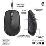 Logitech MX Anywhere 3S Compact Wireless Mouse, Fast Scrolling, 8K DPI Any-Surface Tracking