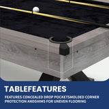 84" Pool Table with Rustic Grey Finish, X-Shaped Legs, Black Cloth, Billiard Balls, Cues, & Accessories–Billiard Table for Adults, Game Room & Home Entertainment (Grey)