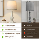 ROTTOGOON Dimmable Table Lamps Set of 2, Rustic Farmhouse Table Lamps for Living Room Bedroom, Bedside Desk Lamps for End Tables, Touch Lamps for Nightstand, 9W Bulbs Included, 22", Antique White