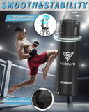ASBRAVO Punching Bag for Adults, 4ft PU Heavy Boxing Bag Set 12OZ Gloves for MMA Muay Thai Kickboxing Training Home Gym, Martial Art (Unfilled)-Black ASBRAVO
