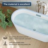 67 Inch Acrylic Freestanding Bathtub, Deep Soaking Tub with Non-Slip Base, CUPC Certified Free Standing Tub, Chrome Drain Bath Tub, Modern Tub for Bathrooms, White