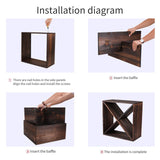 Wine Rack Cabinet countertop Wooden Stackable Storage Retro Cube 24 Bottles freestanding Floor Wine Holder Stand (Black) FDHUIJIA