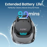 AIPER 2025 Scuba SE Cordless Pool Cleaner with 90-Min Runtime, 1665 GPH Strong Suction, Lightweight, Pool Vacuum for Above Ground Flat Pools up to 860 Sq.ft, Starry Gray & Teal