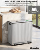 Dual Trash and Recycling Bins for Kitchen, 13+6 Gal Dual Trash Can, Silver