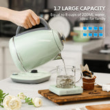 BUYDEEM K740 Electric Kettle with Temperature Control, 12H Keep Warm, Quick Boil, Stainless Steel Hot Water Boiler for Tea Coffee Milk, 1.7L, Cozy Greenish