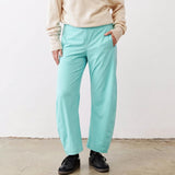 SeeLuNa Women Barrel Travel Pants Elastic Waistband Tapered Leg Baggy Mid Rise Work Trousers Lounge Pant with Pockets(Mint-Green,L)