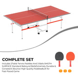 Foldable Ping Pong Table for Indoor/Outdoor, 8X4FT Mid-Size Table Tennis Table with Net, 2 Table Tennis Paddles and 3 Balls - Easy Assembly - Tournament Quality - Perfect for Family Game Rooms