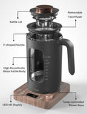 Electric Tea Kettle, INTASTING Glass Electric Kettle with tea Infuser and Precise knob temperature control, 1200W Fast Heating, BPA-Free, Easy to Clean, 1 Liter (Wood)