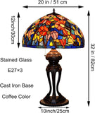 Tiffany-Style Lamp Table Peach Kapok Peony Glass Lampshade Desk(Rose)