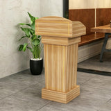 Wooden Curved Lectern, Floor Standing Podium,Black,+Drawer