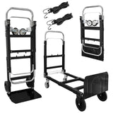 3 in 1 Folding Hand Truck, 600Lbs Capacity, Heavy Duty Collapsible Cart with Retractable Handle and 4 Rubber Wheels