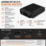 Lantronix 5G Release 16 Sub 6 Industrial Grade Router (North America) - NTC-501-01-01 - Wireless - 2.5Gbps - Gigabit Ethernet - Networking/Ports Qty: 2 - Static Routing, RIP (v2) - 2.5 Gbps LAN, ...
