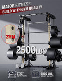 Major Fitness Drone3 Smith Machine with Weight Bench & 230lb Weight Plates, All-in-One Home Gym Squat Rack with Cable Crossover & Pull-Up Station, Heavy-Duty Strength Training, Khaki
