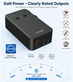 Jasput Universal Travel Adapter, 2026 Ultra-Slim Mini International Plug Adapter with 2 USB-C & 1 USB-A, PD 67W Fast Charging, 1 AC Outlet,Compatible with EU/UK/AU/Asia, Travel Essentials