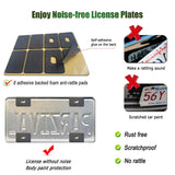 Carbon Fiber License Plate Frames- Black Carbon Pattern Plastic Front & Rear Car Tag Holder Cover 2 Pack with Mount Hardware, Screws, Caps, Handlebar Stickers