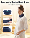 BETOVIN Heated Neck Brace Cervical Collar - Neck Support Brace with Heating Pad, Soft Foam Wraps Keep Vertebrae Stable and Aligned for Relief of Cervical Spine Pressure for Women & Men (L Size) Blue