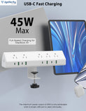Jgstkcity Desk Clamp Power Strip USB C 45W,1200J Surge Protector