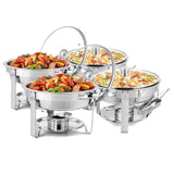 ROVSUN 5 Qt 4 Pack Chafing Dish Buffet Set,NSF Stainless Steel Round Chafers for Catering, Buffet Servers and Warmers Set with Lid Holder & Drip Tray for Wedding Party Banquet Graduation
