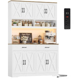 HOSTACK 75" Tall Kitchen Pantry Storage Cabinet, 45" W Hutch Cabinet, White
