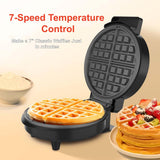 Aottop 7 Inches Round Classic Waffle Maker, 1000W Fast Heating Waffle Iron with 7-speed Temperature Control, Non-Stick Coating, Indicator Lights