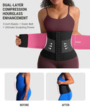 FeelinGirl Waist Trainer for Women Tummy Control 3 Belt Hooks Waist Cincher Corset Steel Bones Hourglass Body Shaper Bright Pink