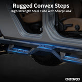 OEDRO Running Boards Compatible with 2009-2018 Dodge RAM 1500 Crew Cab/ 2019-2024 1500 Classic, 2010-2026 2500/3500 Crew Cab, Drop Down Side Steps W/Raised Steps, Carbon Steel Two-Stairs Nerf Bars