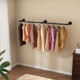 UlSpeed Wall Mounted Clothes Rack 52.6in, Industrial Pipe Clothing Racks Wall Mount, Heavy Duty Detachable Iron Garment Bar, Saving Space, Multi-Purpose Hanging Rod for Bedroom, Laundry Room, 2 Packs