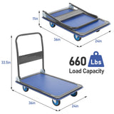 Olympia Tools Foldable Push Cart Dolly - 600 Lb. Capacity Heavy Duty Platform Truck