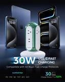 MiaoLab Power Strip Tower with 2 USB-C Ports (30W Fast Charing), 1420J Surge Protector, 4 AC Outlets, 6.6FT Extension Cord with Overload Protection, 1875W/15A Charging Station for Home Office Desk