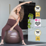 BABYGO Birthing Ball - Pregnancy Yoga Labor & Exercise Ball & Book Set Trimester Targeting, Maternity Physio, Birth & Recovery Plan Included Anti Burst Eco Friendly (Mocha, 65cm)