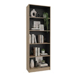 Tuhome Home 71" Tall Standard Bookcase with 5 Open Storage Shelves, Closed Back, Freestanding Living Room, Office or Bedroom Storage, Coastal Oak/Wenge