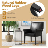 GIANTEX Office Guest Chair, Upholstered Faux Leather Chair with Arms & Rubber Wood Legs, Comfy Reception Chair, Executive Accent Armchair, Side Chair for Waiting Room, Meeting Room, Living Room