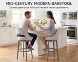 Mapleyard 26 Inch Swivel Upholstered Velvet Bar Stools Set of 4, Sage Grey