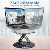 Swivel Laptop Stand for Desk, Adjustable Height Aluminum Computer Stand with 360 Rotating Base