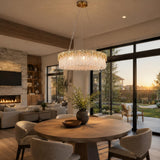 kvtinmty D23.6 Round Crystal Chandelier, Modern Gold Crystal Chandeliers for Dining Room, 10-Light Height Adjustable Chandelier for Living Room Bedroom Entryway Kitchen Island