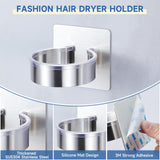 Oukimly Hair Dryer Holder Wall Mounted, Blow Dryer Holder, Hair Tool Organizer for Hair Dryer Storage Hanger, Adhesive Hairdryer Holder for Bathroom Barber Shop (Silver)