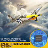 volantexrc Brushless 4CH RC Plane P51D Mustang 500mm Remote Control Airplane Fighter RTF with 6-Axis Gyro, 3 Modes & Aerobatics, 2.4GHz Radio Controlled Aircraft for Beginners & Adults