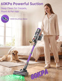 OXVAC Cordless Vacuum Cleaner, 60KPa 650W Stick Vacuum with 80Mins Runtime, Smart AUTO Mode, Anti-Tangle Brush, Self-Standing Vacuum Cleaner for Home, Pet Hair, Carpet & Hardwood Floor, Purple