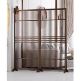 Folding Room Divider - 2 Panel Portable Privacy Screen, Heavy-Duty Wood Base, Dark Brown - Ideal for Home Office, Living Room, Space Separation and Decor