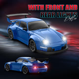 ACAMMZAR RC Drift Car, 1:24 Remote Control Car for Kids, 20KM/H 4WD High Speed RC Cars with LED Lights, Two Batteries, Extra Drifting Tires, Vehicle for Adults Boys Girls, Blue