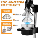 HLILBTE Cast Iron Citrus Juicer | Extra Large Commercial Grade Manual Hand Press with Stainless Steel Cup, Heavy-Duty Manual Juicer Press, Orange Crush Machine, Orange Juicer Squeezer, Easy Clean