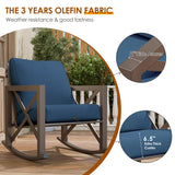 Outdoor Rocking Bistro Set, Patio Chairs Set of 2 with Coffee Table, Blue