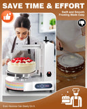WantJoin Cake Decorating Machine - 4-12 Inch Sloped Panel LED Automatic Cream Spreading with Adjustable 0-300 RPM Rotation Speed Electric Turntable, Cake Icing Machine, White
