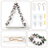 EXIN DECHEN Floating Shelves for Wall No Drilling,Wall Shelves,Hanging Shelf,Leaves and Light Strip with Flower,Set of 2 Plant Decor for Home Livingroom Bedroom,Led Room Decor Aesthetic,Gift