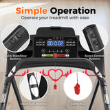Lastforever Walking Treadmill with Extended Handrails & Bidirectional Belt, 2.5HP Quiet Motor, 0.5–6 MPH, 310 lbs Capacity, Compact Treadmill for Home Seniors